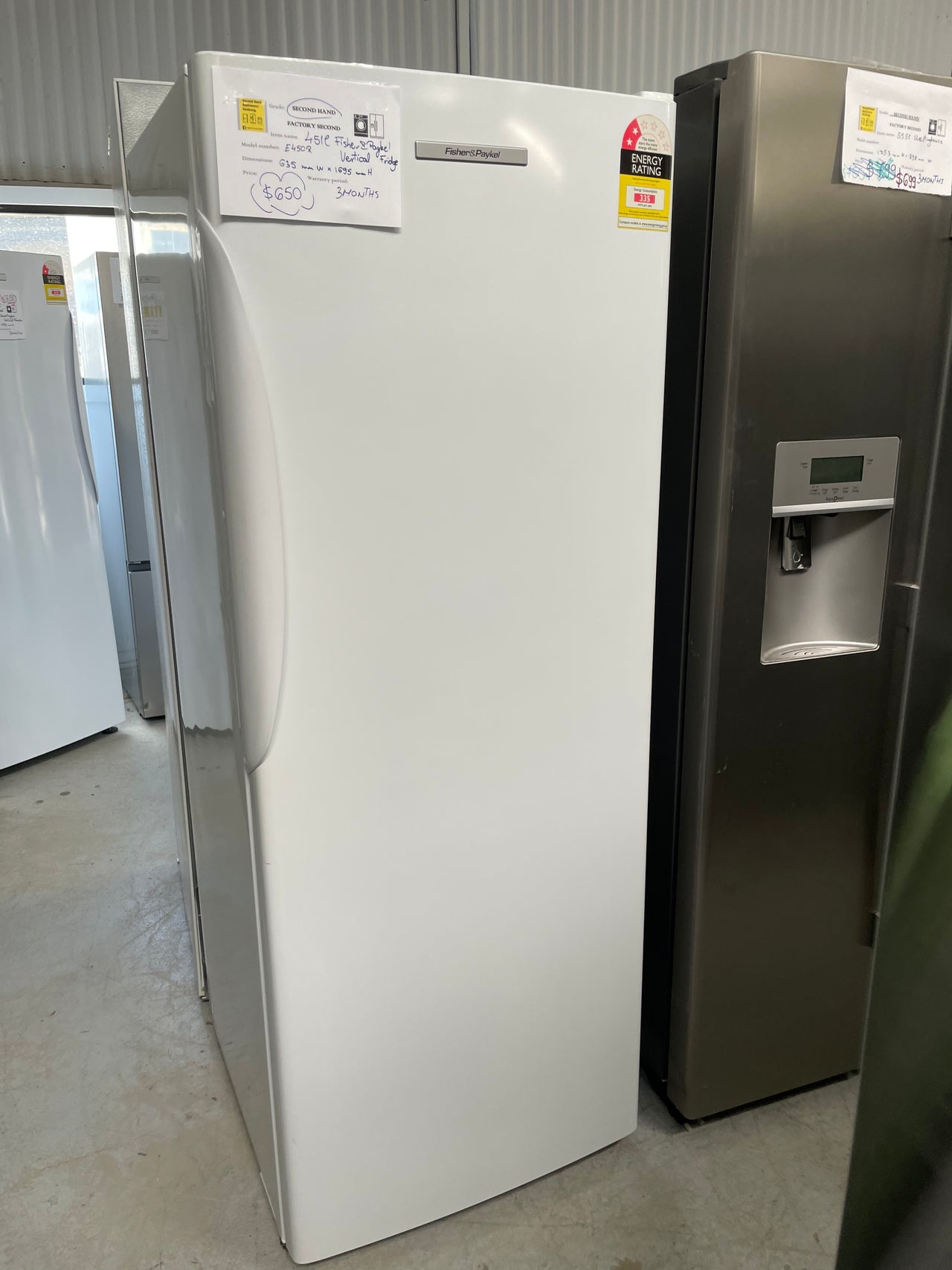 Second hand 451l Fisher&Paykel Upright Fridge E450R - Second Hand Appliances Geebung