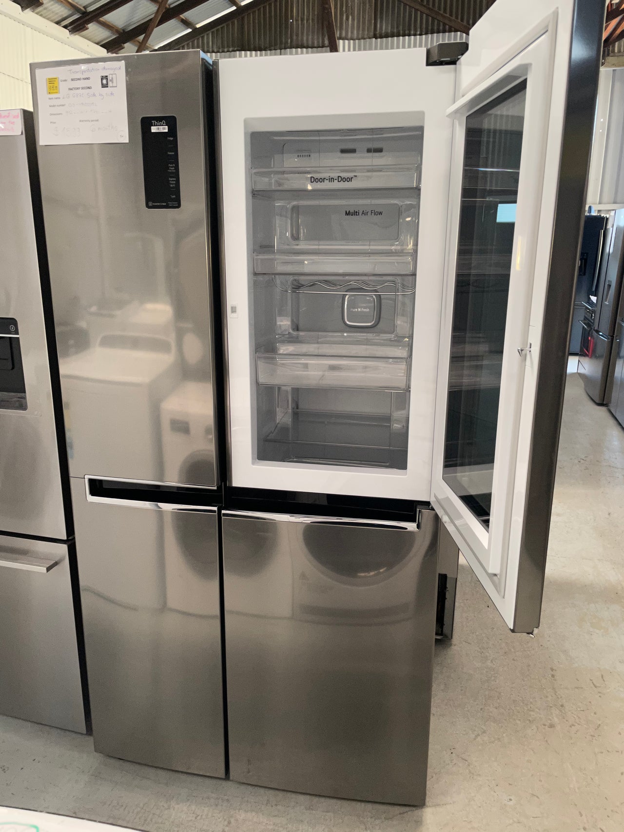 LG 680l Side by Side Fridge with InstaView Door-In-Door® in Stainless Finish GS-VB680PL - Second Hand Appliances Geebung