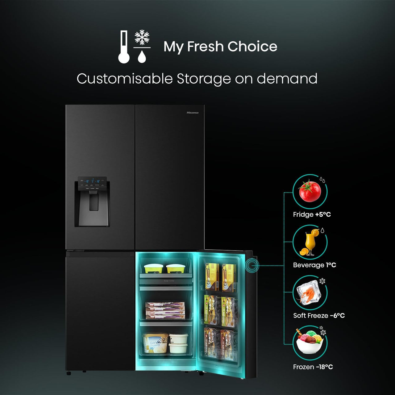 Factory second Hisense HRCD585BWB 585L French Door Fridge (Black Steel