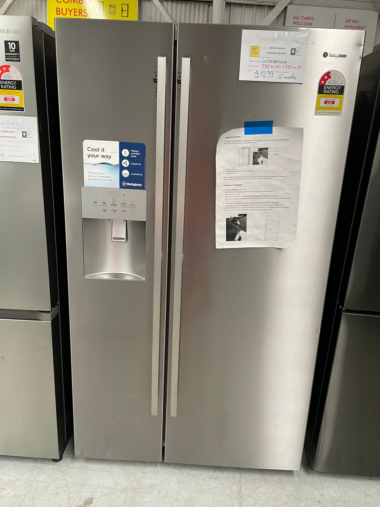 Westinghouse 585L Side by Side Frost Free Fridge WSE6870SA - Second Hand Appliances Geebung