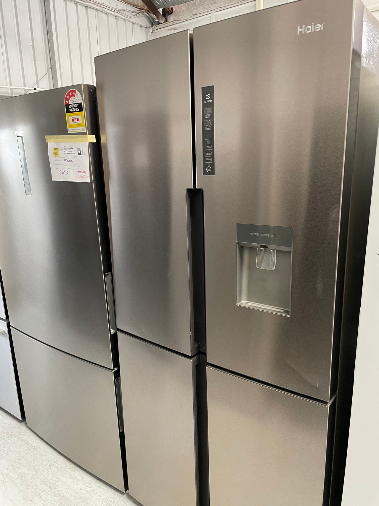 Second hand Haier 466L Quad Door Fridge with Water Dispenser Stainless