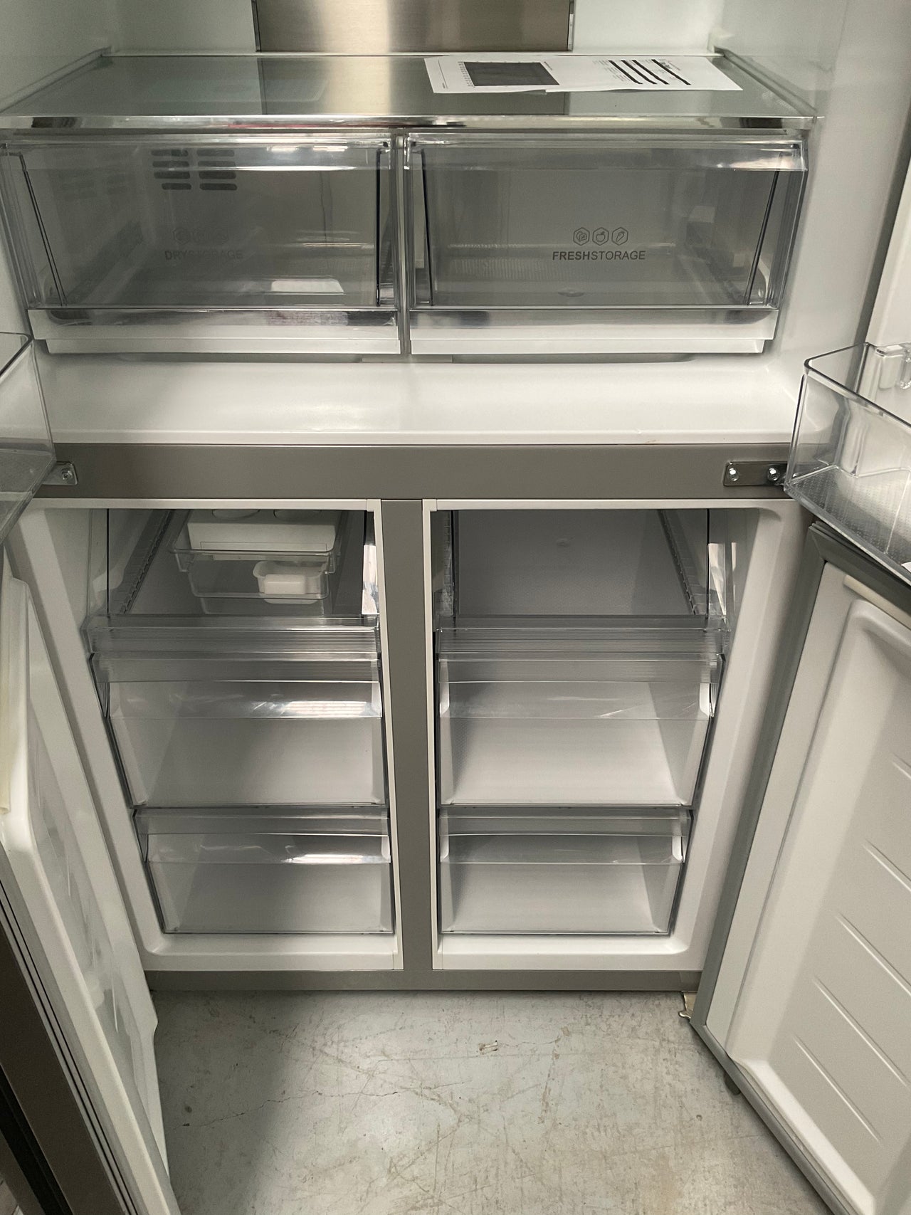 Factory second Haier 519L Quad Door Frost Free Fridge with Water Dispenser Satina HRF565YHS - Second Hand Appliances Geebung