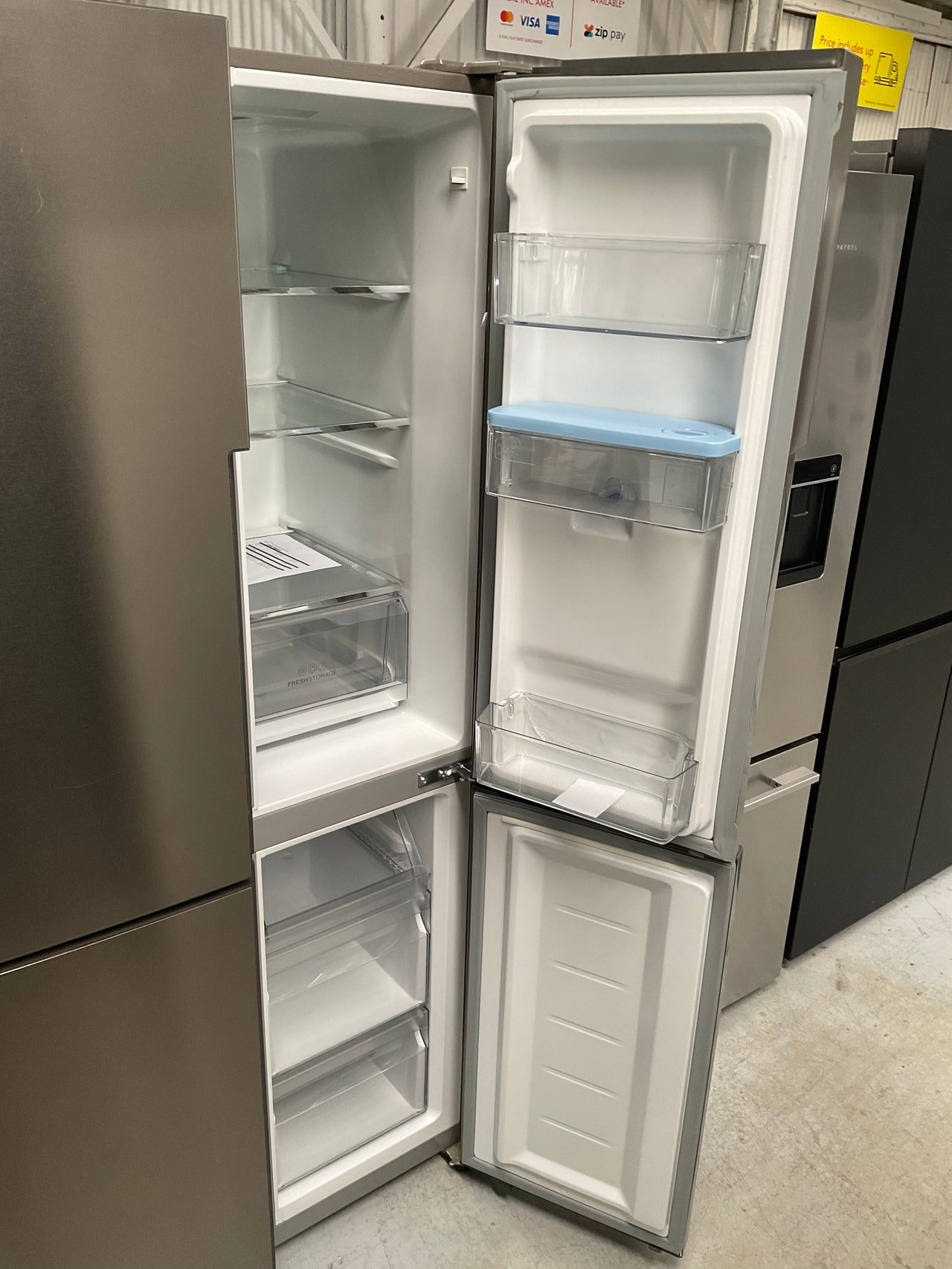 Factory second Haier 519L Quad Door Frost Free Fridge with Water Dispenser Satina HRF565YHS - Second Hand Appliances Geebung