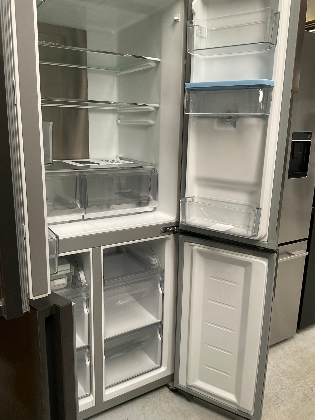 Factory second Haier 519L Quad Door Frost Free Fridge with Water Dispenser Satina HRF565YHS - Second Hand Appliances Geebung