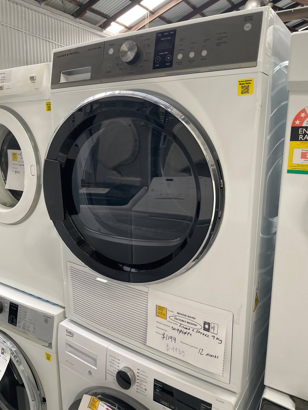 Factory Second 9kg Fisher & Paykel Heat Pump Dryer - Second Hand Appliances Geebung
