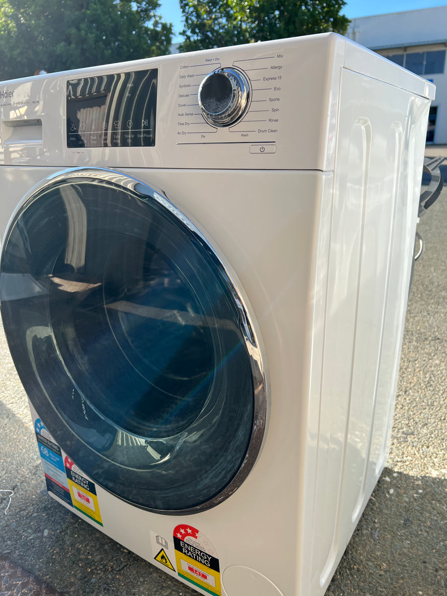Factory second Haier HWD8040BW1 8kg/4kg Front Load Washer & Dryer Combo - Second Hand Appliances Geebung