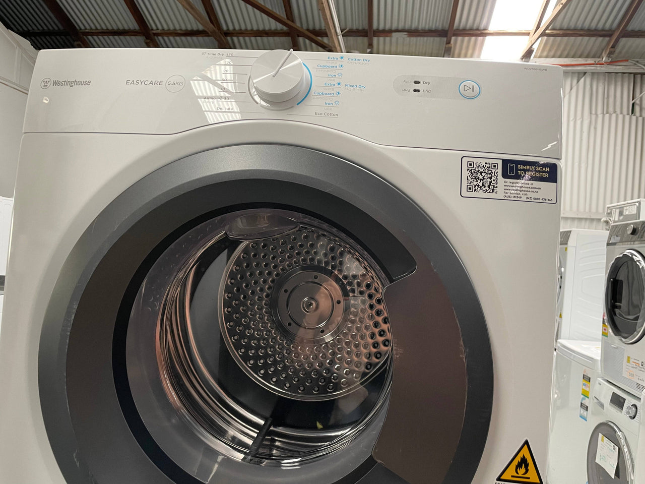 Transportation damaged Westinghouse 5.5kg Vented Dryer WDV556N3WB - Second Hand Appliances Geebung