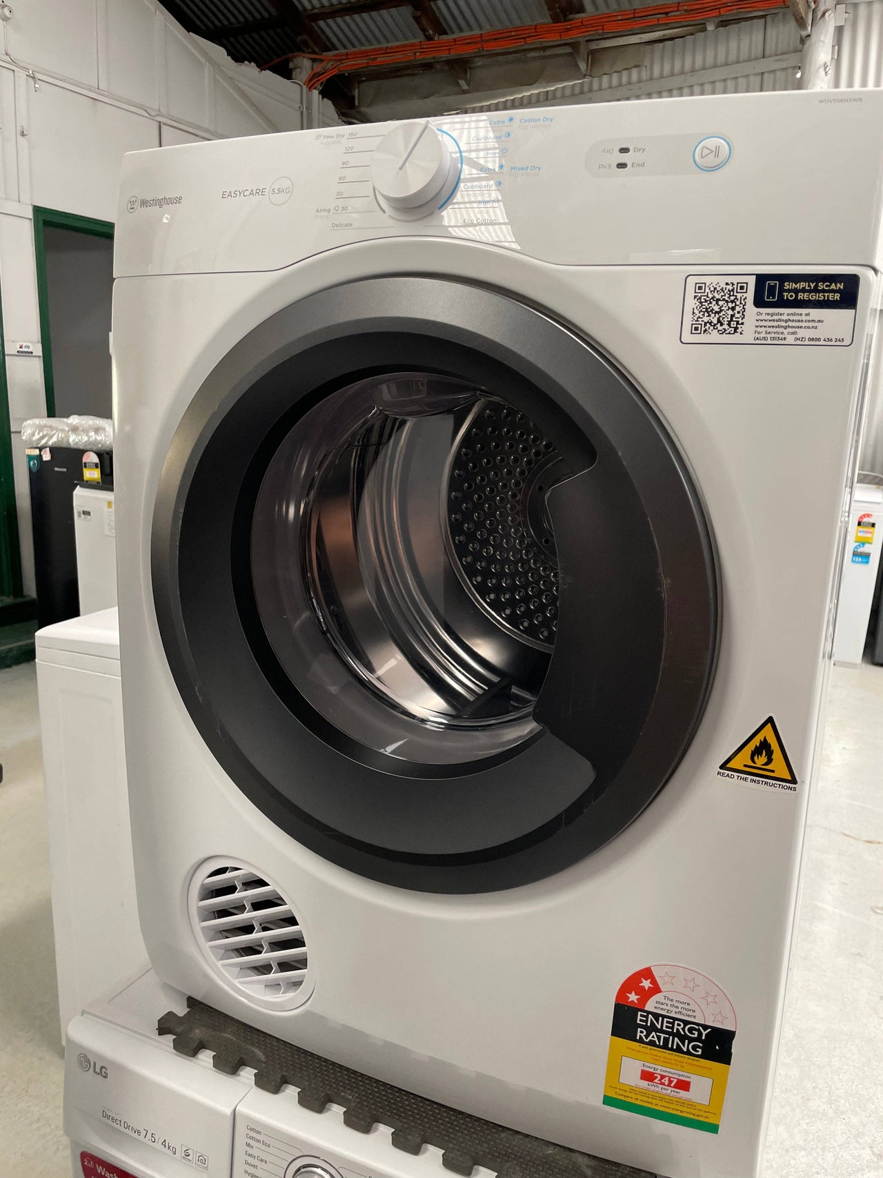 Transportation damaged Westinghouse 5.5kg Vented Dryer WDV556N3WB - Second Hand Appliances Geebung