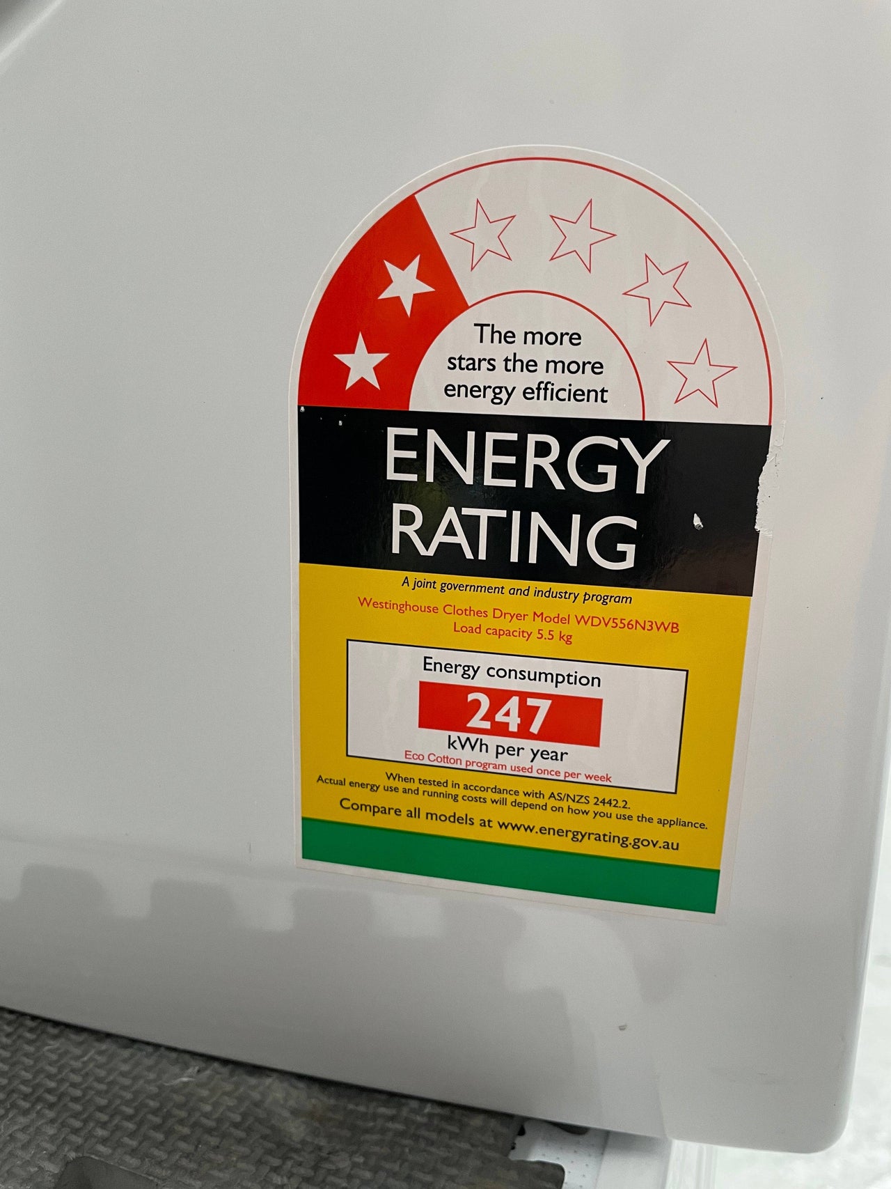 Transportation damaged Westinghouse 5.5kg Vented Dryer WDV556N3WB - Second Hand Appliances Geebung