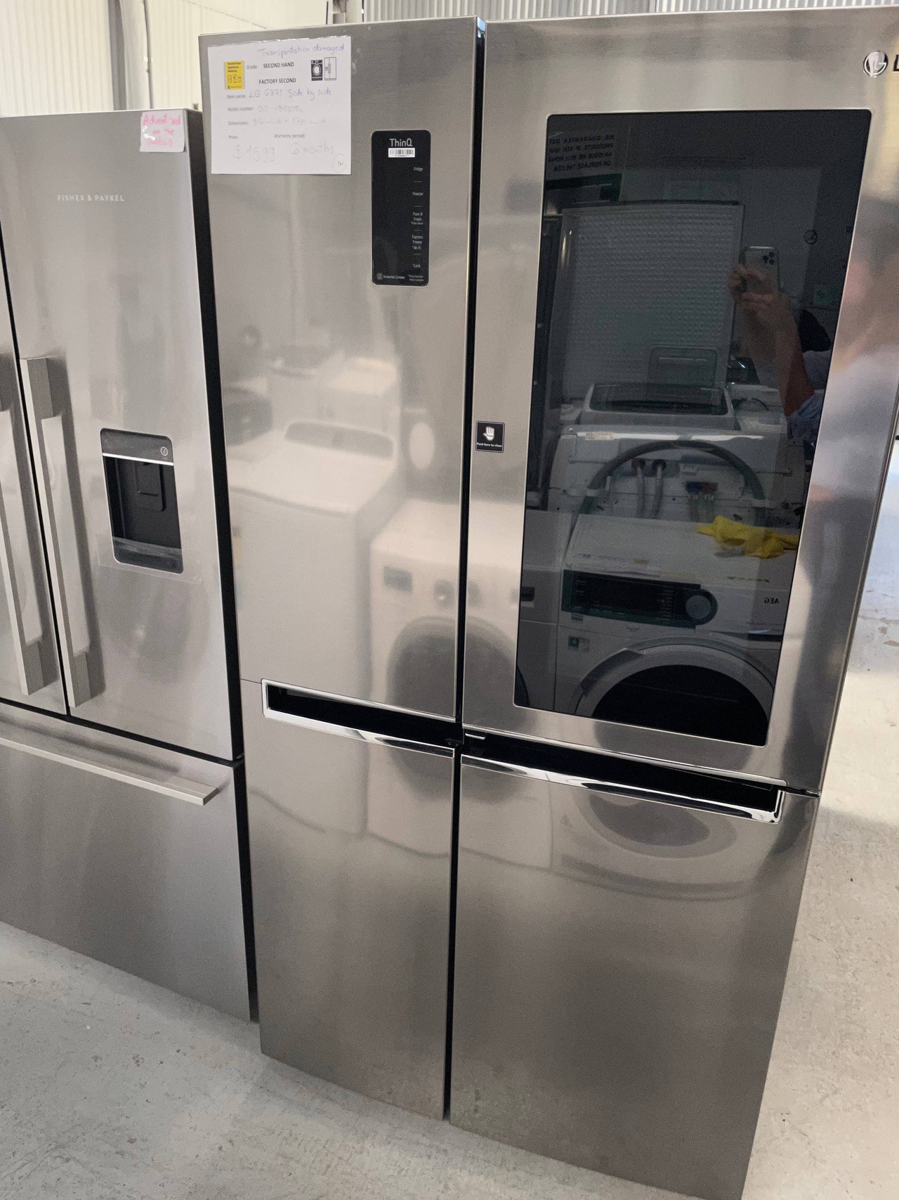 LG 680l Side by Side Fridge with InstaView Door-In-Door® in Stainless Finish GS-VB680PL - Second Hand Appliances Geebung