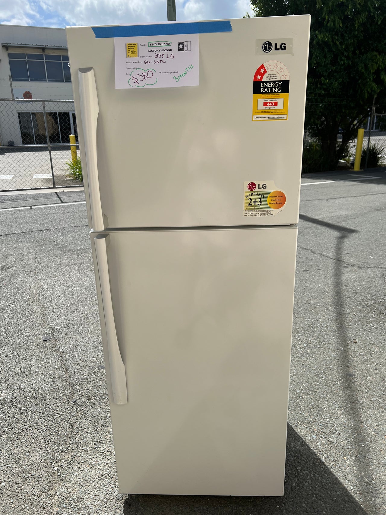 Second hand 315L LG Fridge GN315FW - Second Hand Appliances Geebung