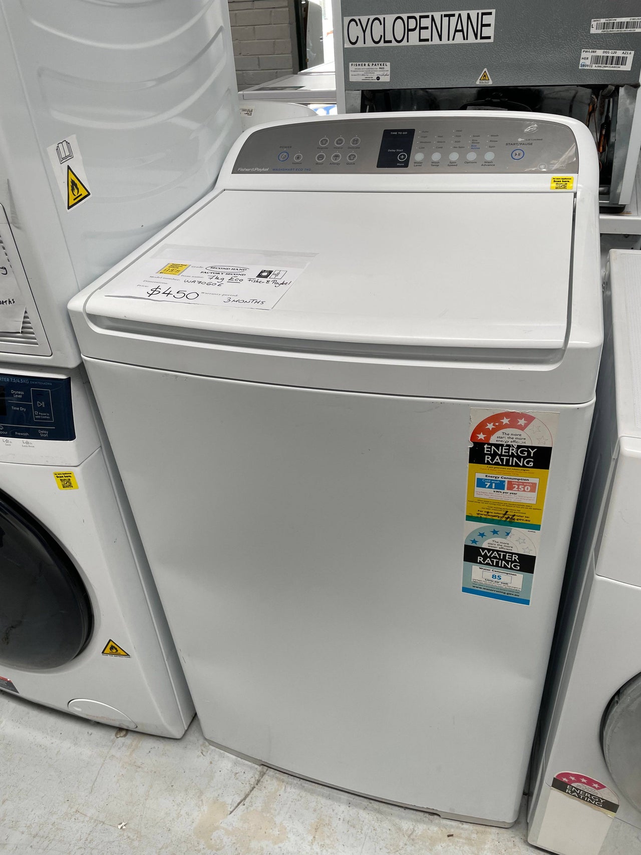 Second hand Fisher & Paykel 7kg WashSmart Eco Top Load Washing Machine WA7060E1 - Second Hand Appliances Geebung