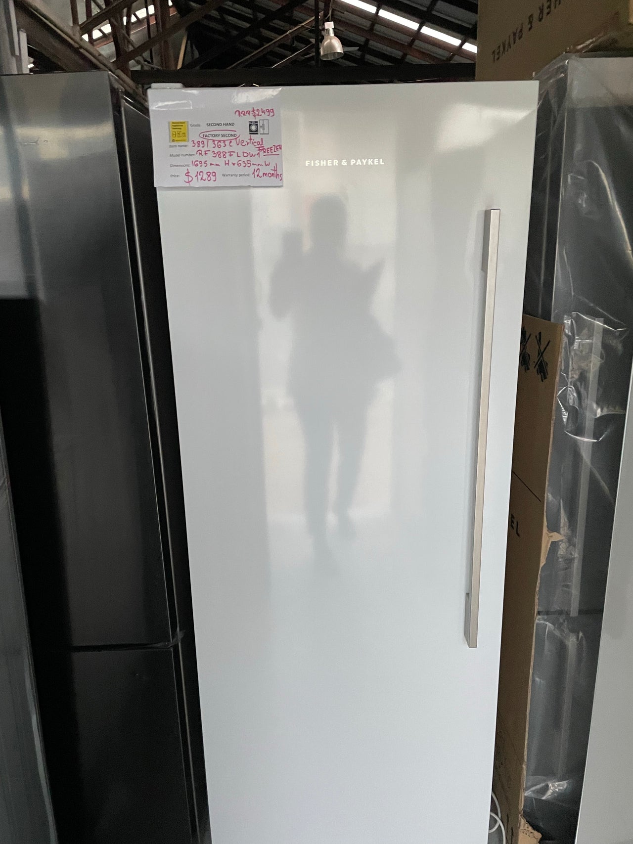 Factory second Fisher&Paykel Vertical Freezer RF388FLDW1 - Second Hand Appliances Geebung