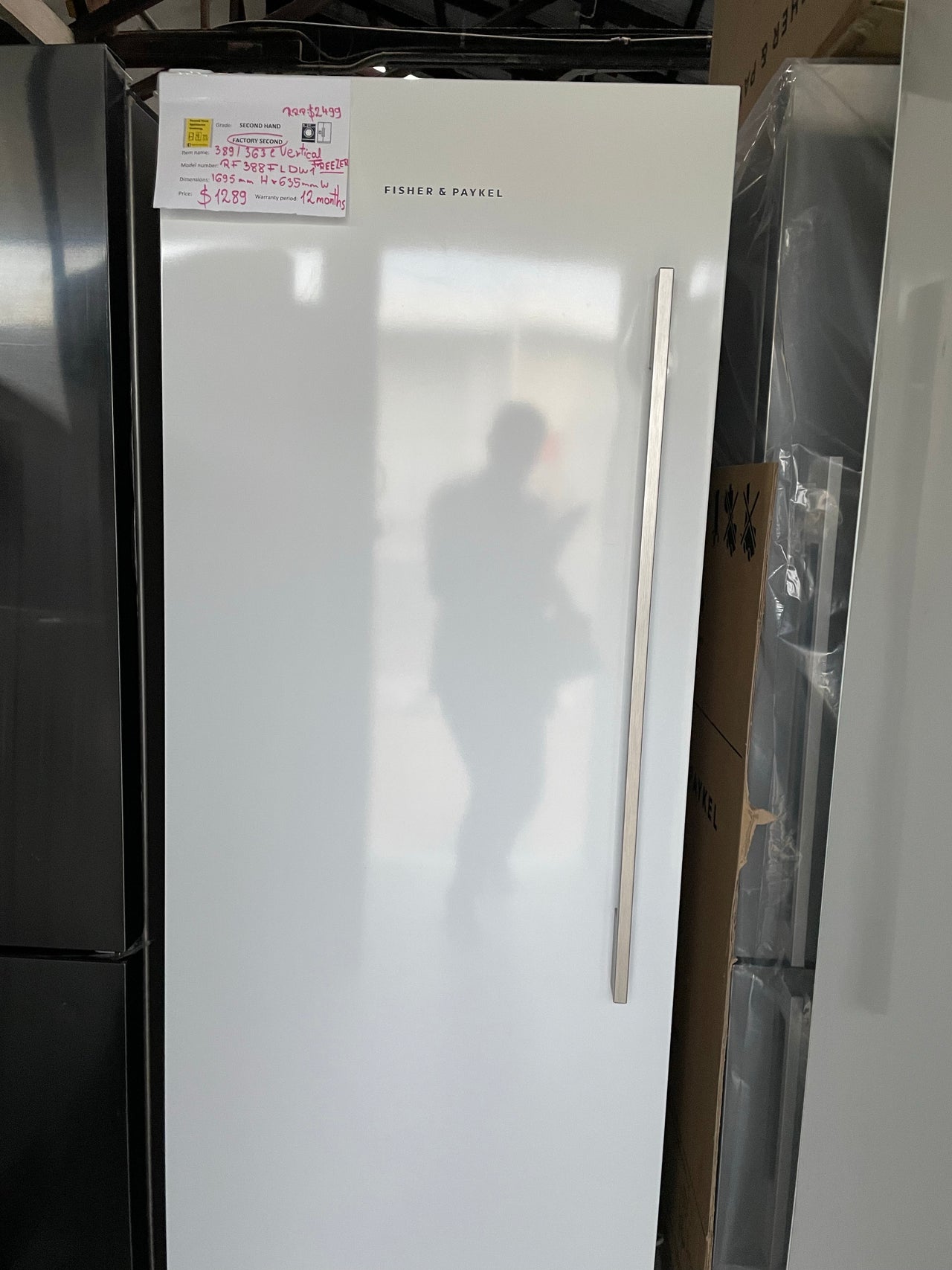 Factory second Fisher&Paykel Vertical Freezer RF388FLDW1 - Second Hand Appliances Geebung